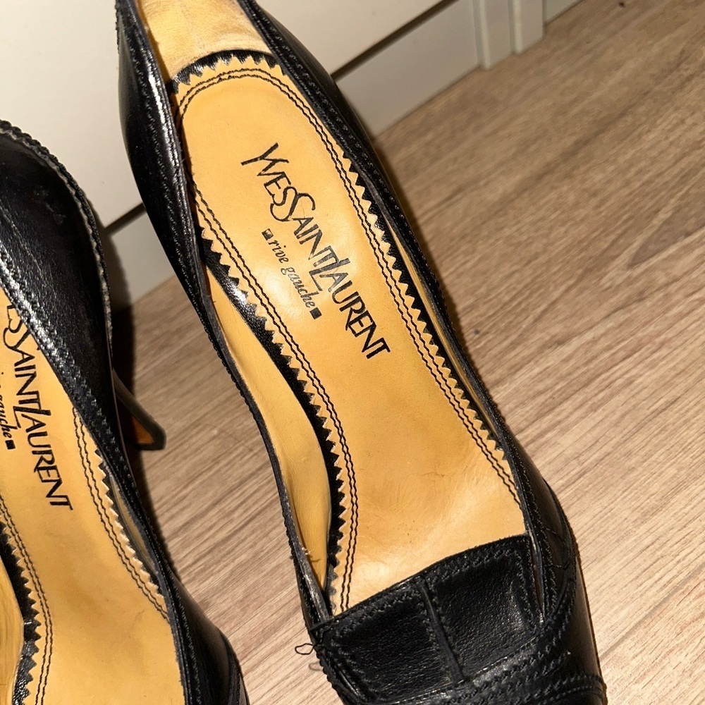 RARE Yves Saint Laurent Vintage Black Leather Pumps size 38 - Picture 4 of 13